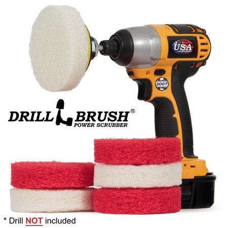 Drillbrush Bathroom - Cleaning Supplies - Drill Brush Power Scrubber Pads - Showe P4-3WR-3V-QC-DB